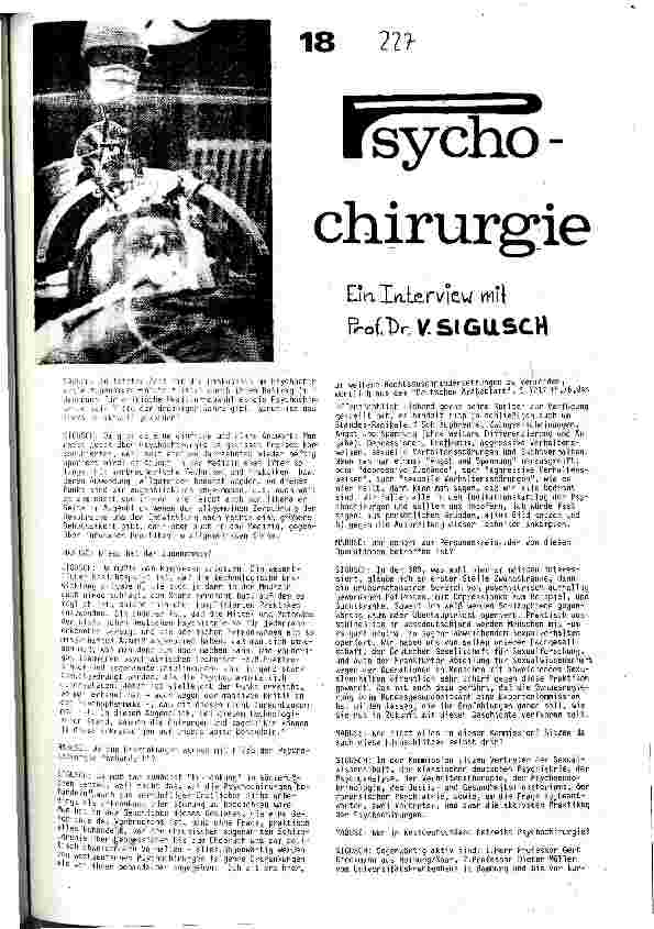 PsychochirurgieEin Interview mit Prof. Dr. V. Sigusch