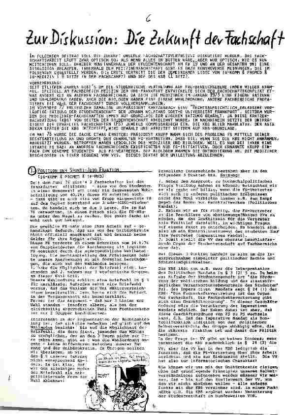 Zur Diskussion: Die Zukunft der Fachschaft