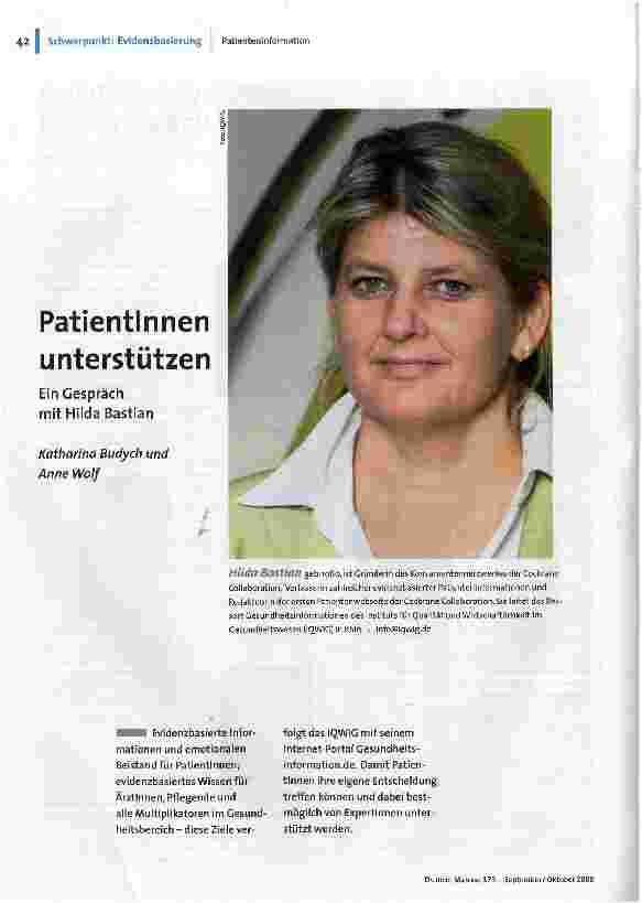 Patientinnen unterstützenEin Gespräch mit Hilda Bastian