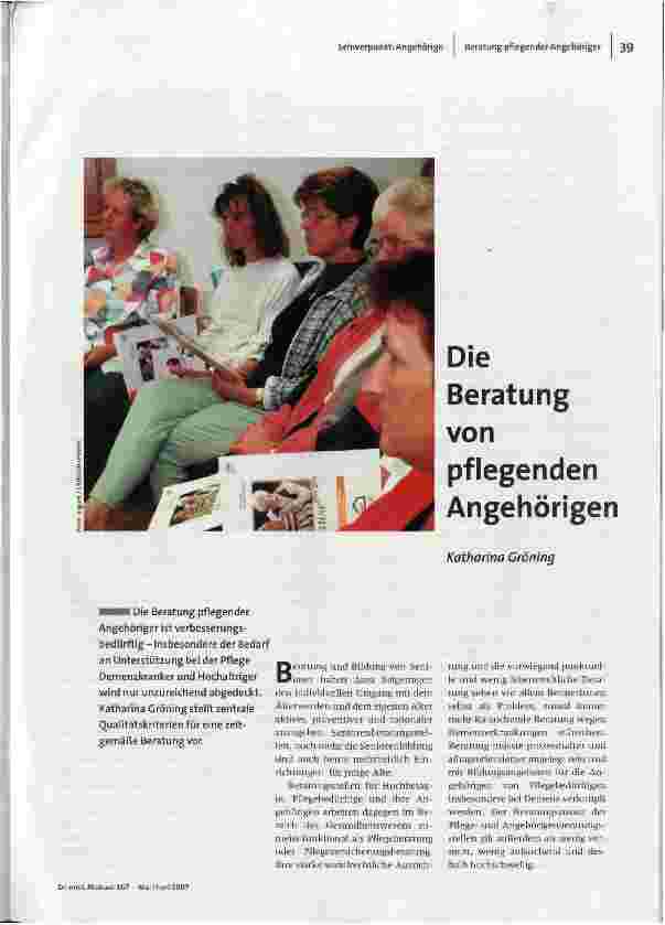 Die Beratung von pflegenden Angehörigen