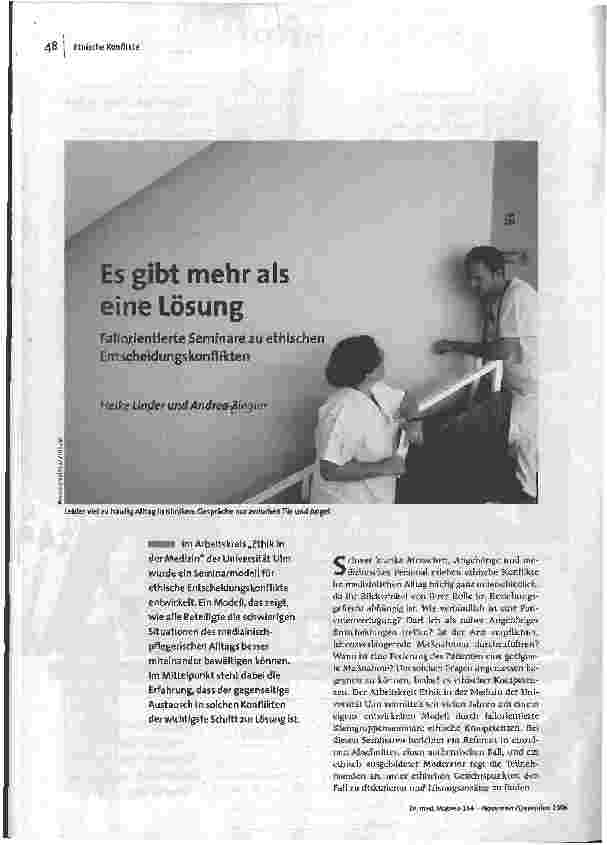 Es gibt mehr als eine Lösung - Fallorientierte Seminare zu ethischen Entscheidungskonflikten