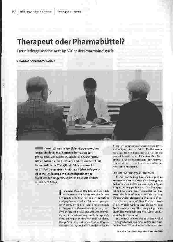 Therapeut oder Pharmabüttel?Der niedergelassene Arzt im Visier der Pharmaindustrie