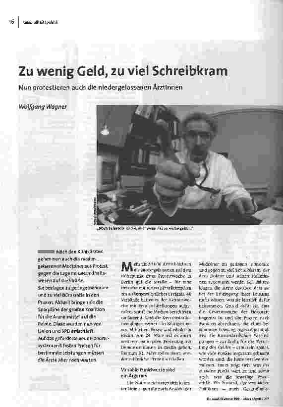Zu wenig Geld, zu viel SchreibkramNun protestieren auch die niedergelassenen Ärztinnen