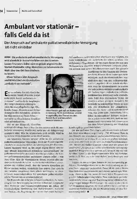 Ambulant vor stationär - falls Geld da ist