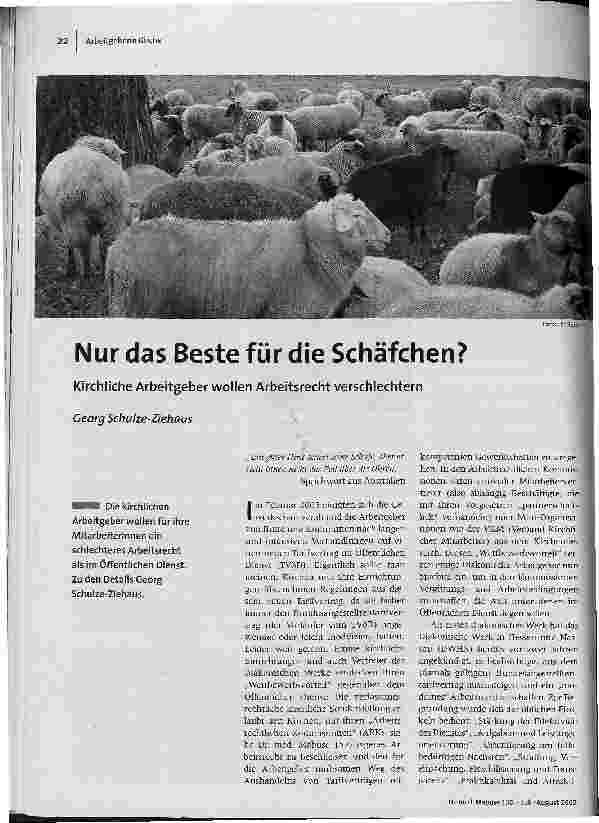 Nur das Beste für die Schäfchen?Kirchliche Arbeitgeber wollen Arbeitsrecht verschlechtern