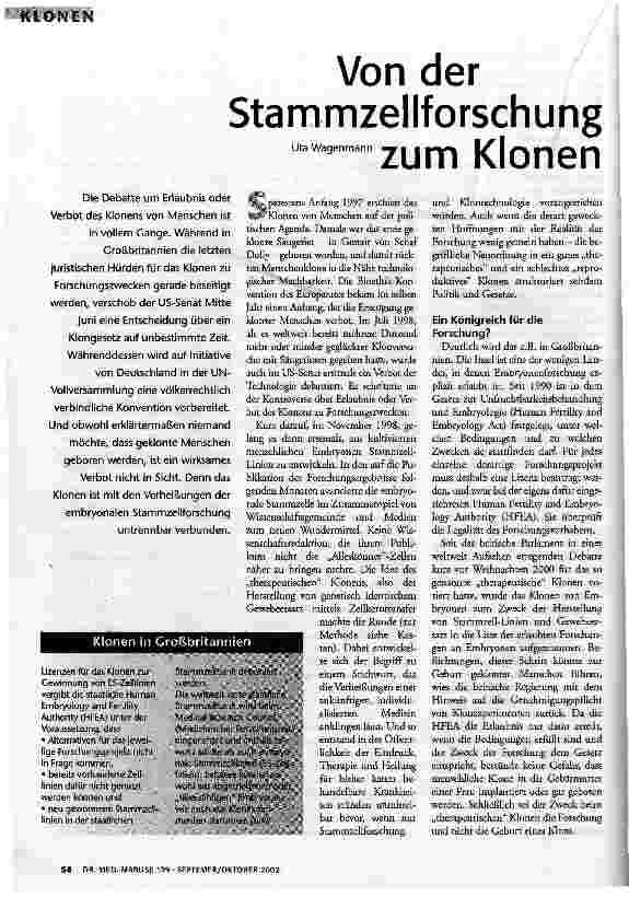 Von der Stammzellforschung zum Klonen