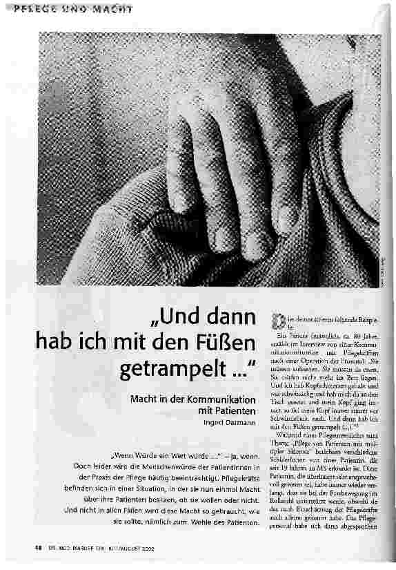 Und dann hab ich mit den Füßen getrampelt ... Macht in der Kommunikation mit Patienten