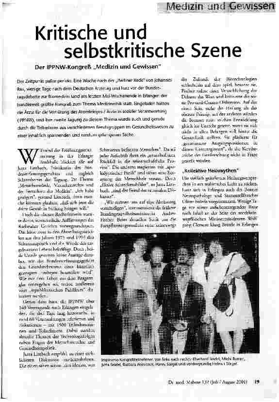 Kritische und selbstkritische Szene Der IPPNW-Kongreß Medizin und Gewissen