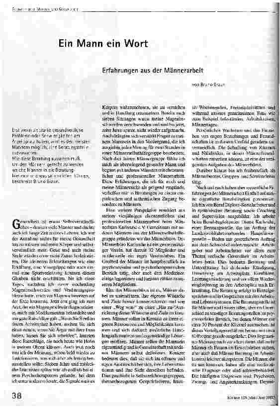 Ein Mann ein Wort Erfahrungen aus der Männerarbeit