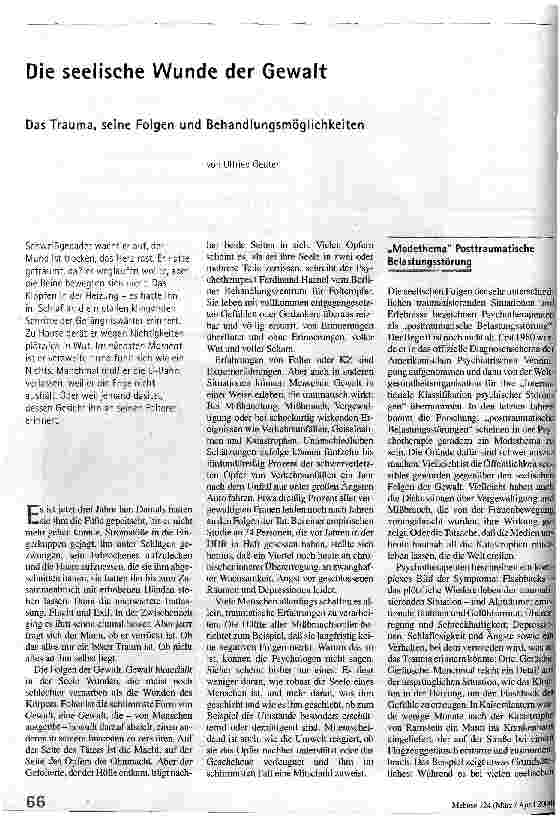 Die seelische Wunde der Gewalt Das Trauma, seine Folgen und Behandlungsmöglichkeiten