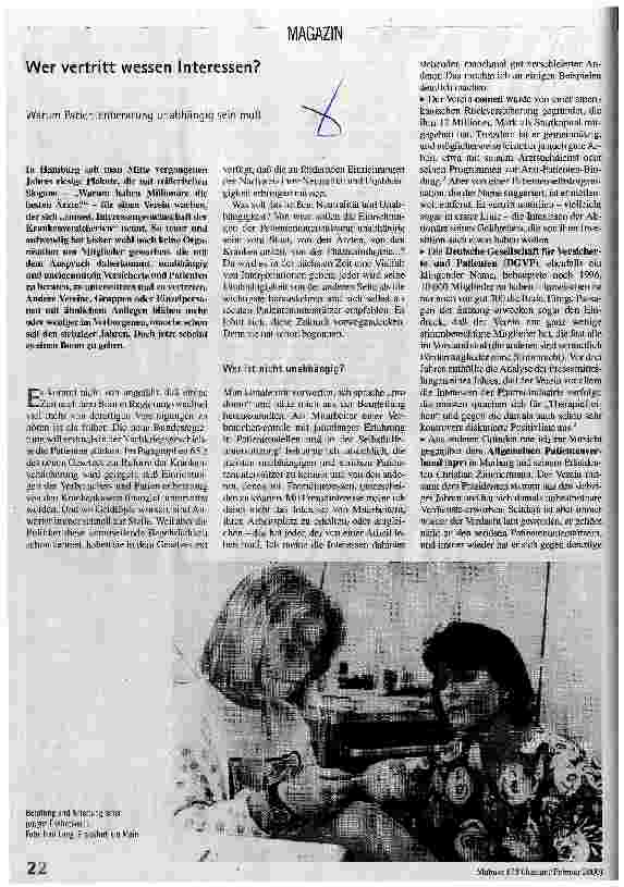 Wer vertritt wessen Interessen? Warum Patientenberatung unabhängig sein muß