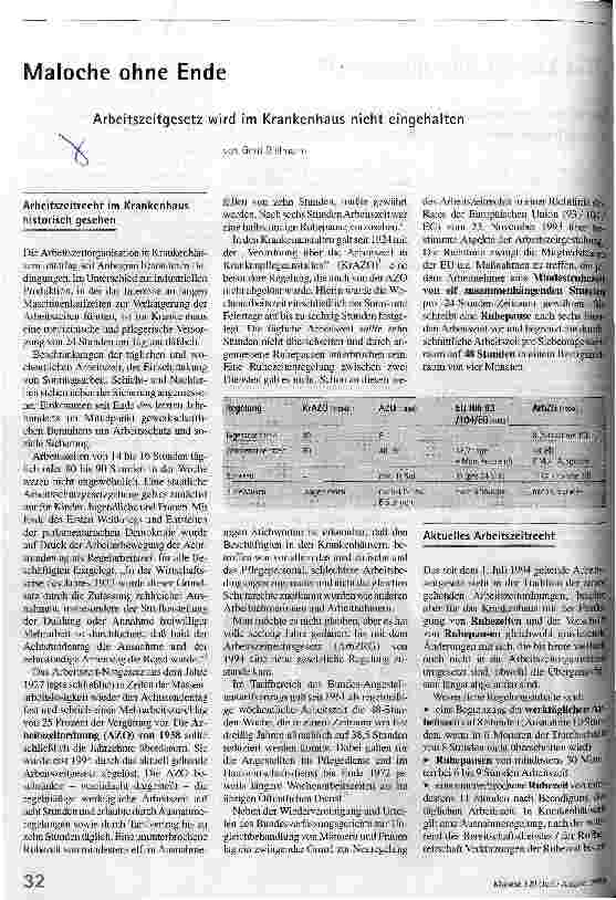 Maloche ohne Ende Arbeitszeitgesetz wird im Krankenhaus nicht eingehalten