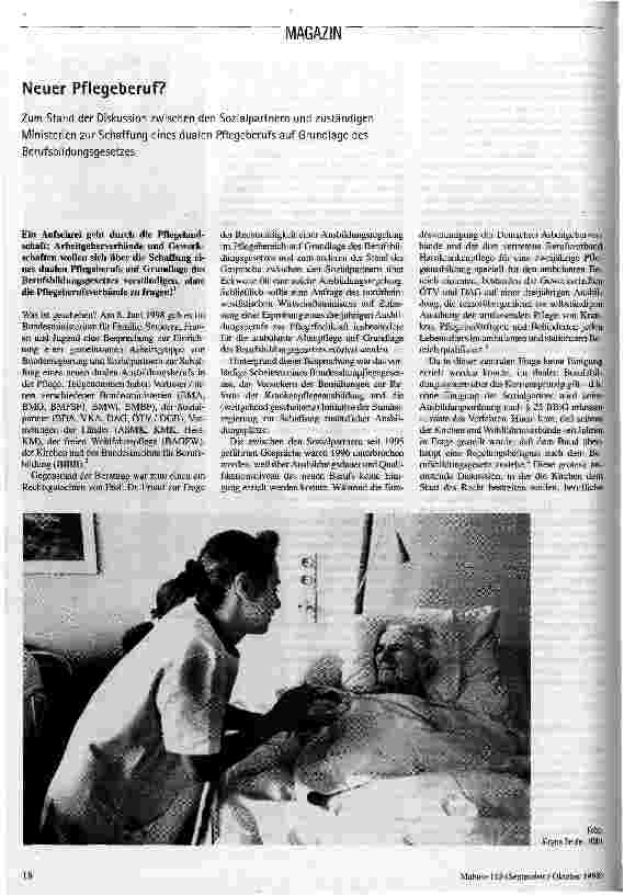 Neuer Pflegeberuf?