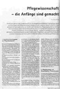 Pflegewissenschaft - die Anfänge sind gemacht