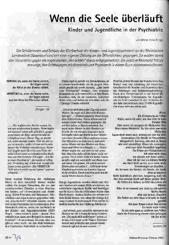 Wenn die Seele überläuft Kinder und Jugendliche in der Psychiatrie