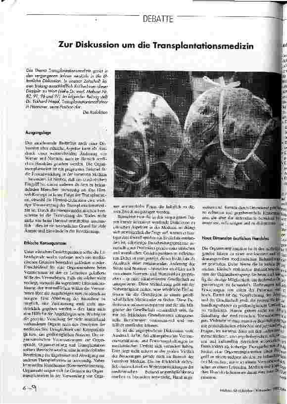 Zur Diskussion um die Transplantationsmedizin