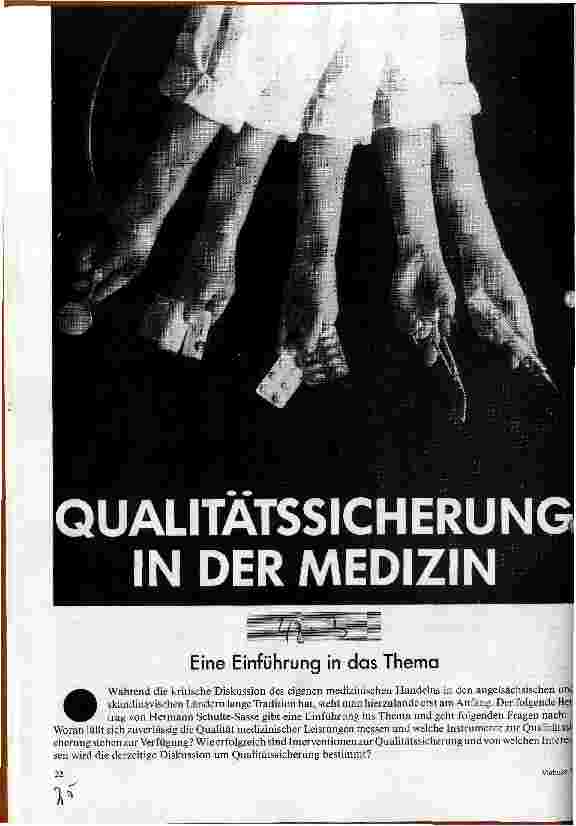 Qualitätssicherung in der Medizin Einführung in das Thema