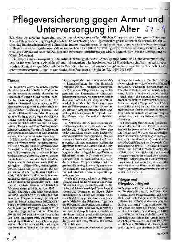 Pflegeversicherung gegen Armut und Unterversorgung im Alter