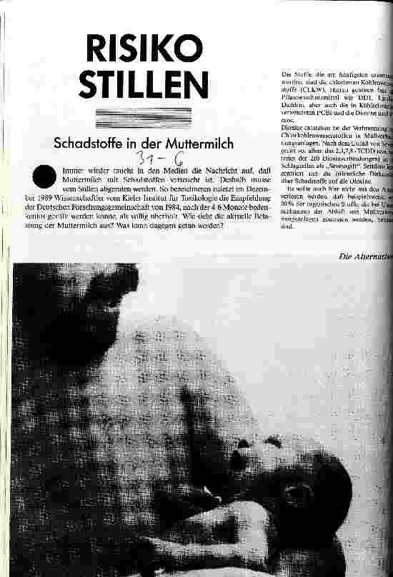 Risiko stillen - Schadstoffe in der Muttermilch