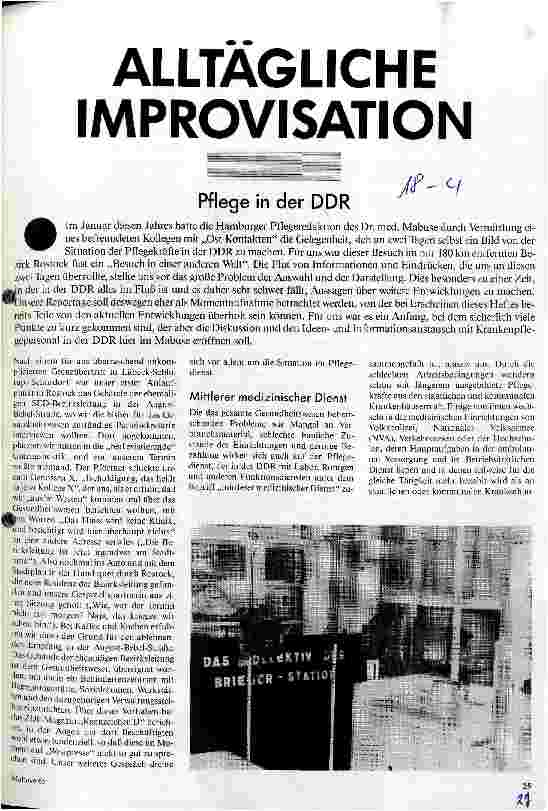Alltägliche Improvisation Pflege in der DDR