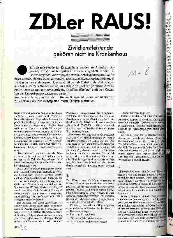 ZDLer Raus! Zivildienstleistende gehören nicht ins Krankenhaus
