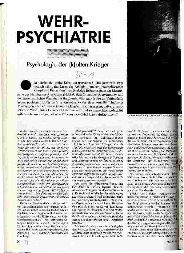 Wehrpsychiatrie Psychologie der (k)alten Krieger