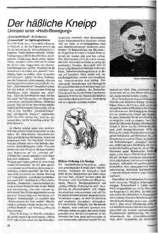 Der häßliche Kneipp Umrisse einer Heils-Bewegung