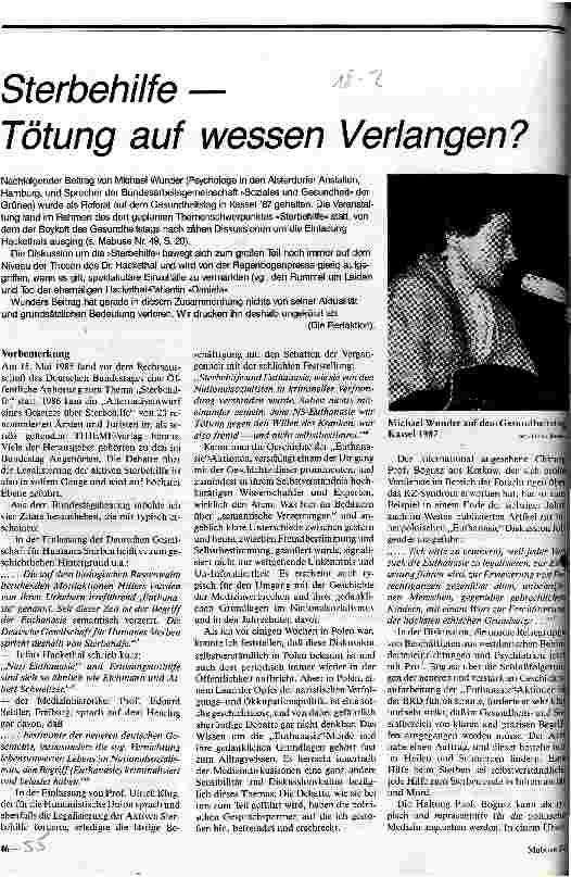 Sterbehilfe- Tötung auf wessen Verlangen?