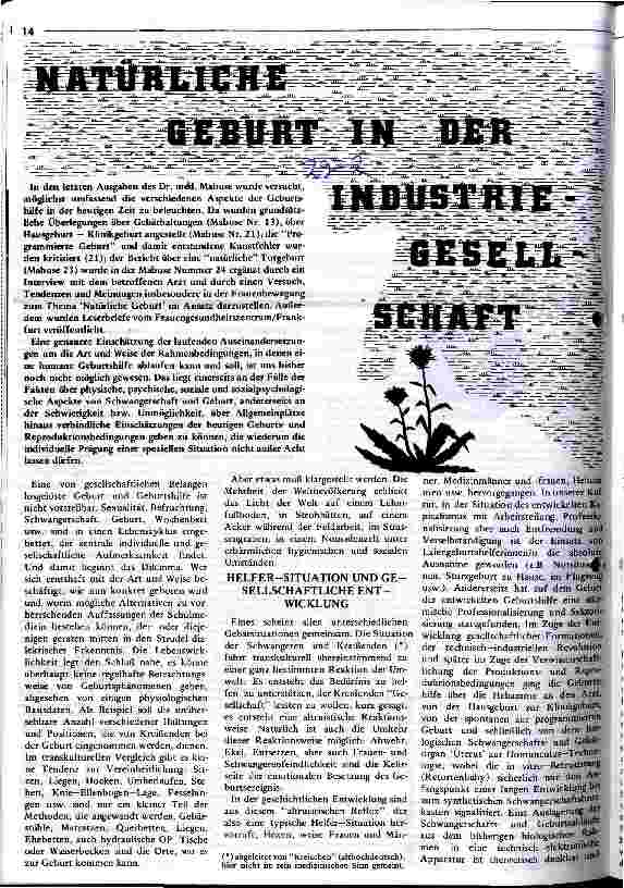 Natürliche Geburt in der Industiegesellschaft