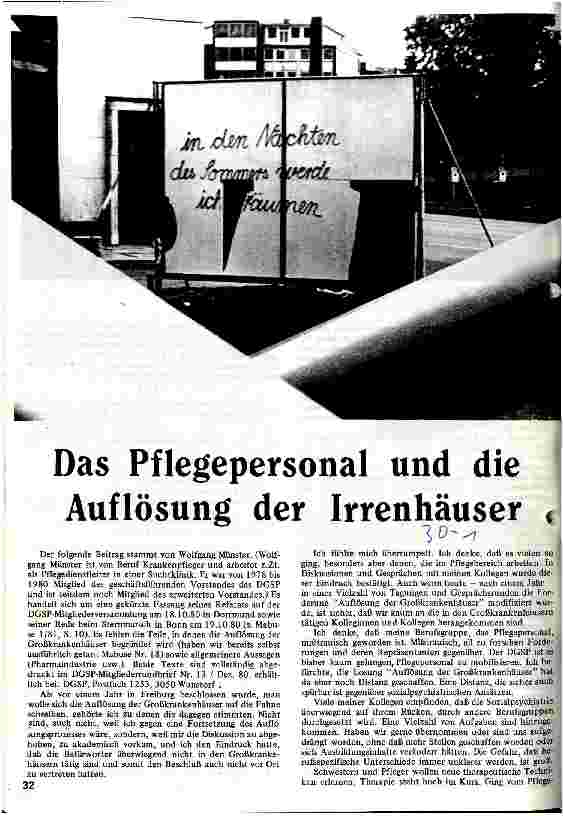 Das Pflegepersonal und die Auflösung der Irrenhäuser