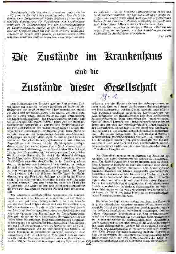 Die Zustände im Krankenhaus sind die Zustände dieser Gesellschaft