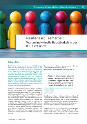 Resilienz ist Teamarbeit Warum individuelle Belastbarkeit in der KJP nicht reicht