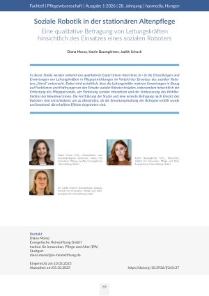 Soziale Robotik in der stationären Altenpflege Eine qualitative Befragung von Leitungskräften hinsichtlich des Einsatzes eines sozialen Roboters