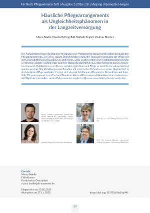 [doc_582130] Häusliche Pflegearrangements als Ungleichheitsphänomen in der Langzeitversorgung