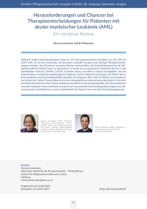 [doc_582124] Herausforderungen und Chancen bei Therapieentscheidungen für Patienten mit akuter myeloischer Leukämie (AML) Ein narrativer Review