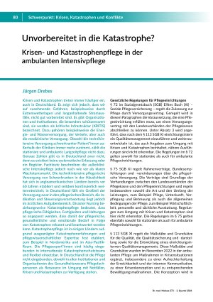 [doc_582243] Unvorbereitet in die Katastrophe? Krisen- und Katastrophenpflege in der ambulanten Intensivpflege