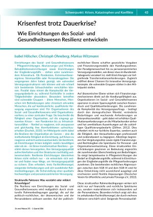 [doc_582240] Krisenfest trotz Dauerkrise? Wie Einrichtungen des Sozialund Gesundheitswesen Resilienz entwickeln
