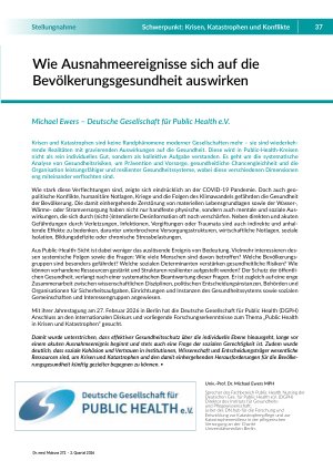 [doc_582238] Wie Ausnahmeereignisse sich auf die Bevölkerungsgesundheit auswirken