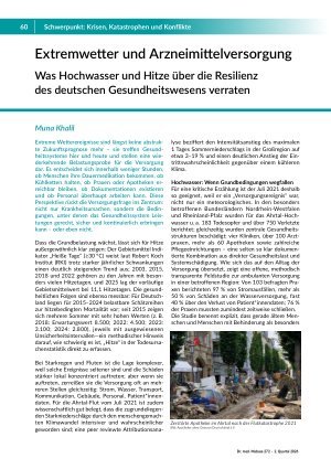 [doc_582235] Extremwetter und Arzneimittelversorgung. Was Hochwasser und Hitze über die Resilienz des deutschen Gesundheitswesens verraten