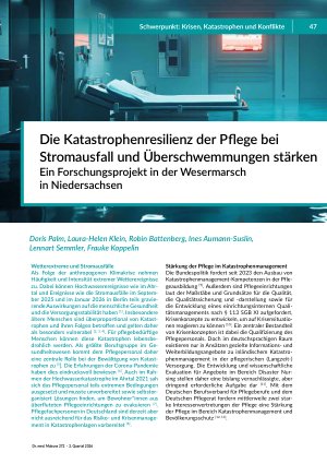 Die Katastrophenresilienz der Pflege bei Stromausfall und Überschwemmungen stärken Ein Forschungsprojekt in der Wesermarsch in Niedersachsen