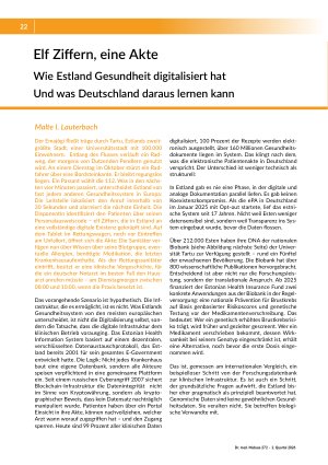 [doc_582226] Elf Ziffern, eine Akte. Wie Estland Gesundheit digitalisiert hat Und was Deutschland daraus lernen kann