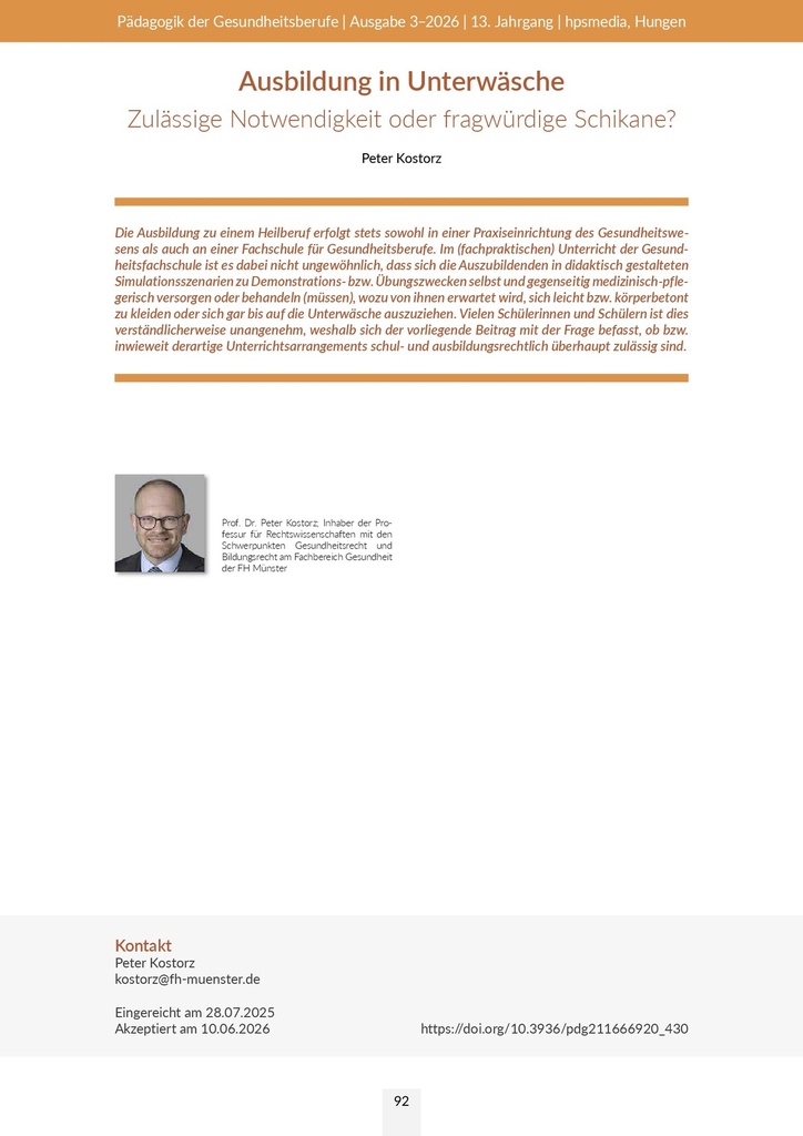 [doc_773032] Ausbildung in Unterwäsche. Zulässige Notwendigkeit oder fragwürdige Schikane?