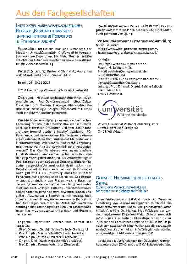 Aus den Fachgesellschaften