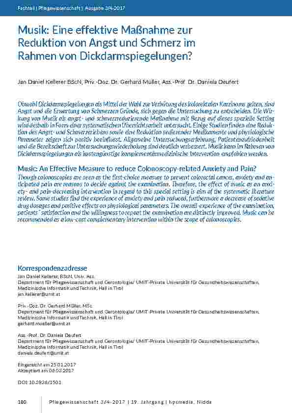 Musik: Eine effektive Maßnahme zur Reduktion von Angst und Schmerz im Rahmen von Dickdarmspiegelungen?