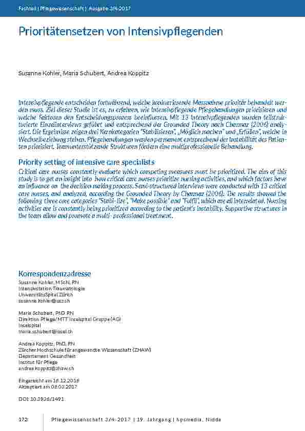 Prioritätensetzen von Intensivpflegenden