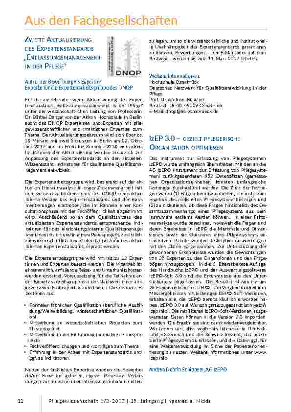 Aus den Fachgesellschaften